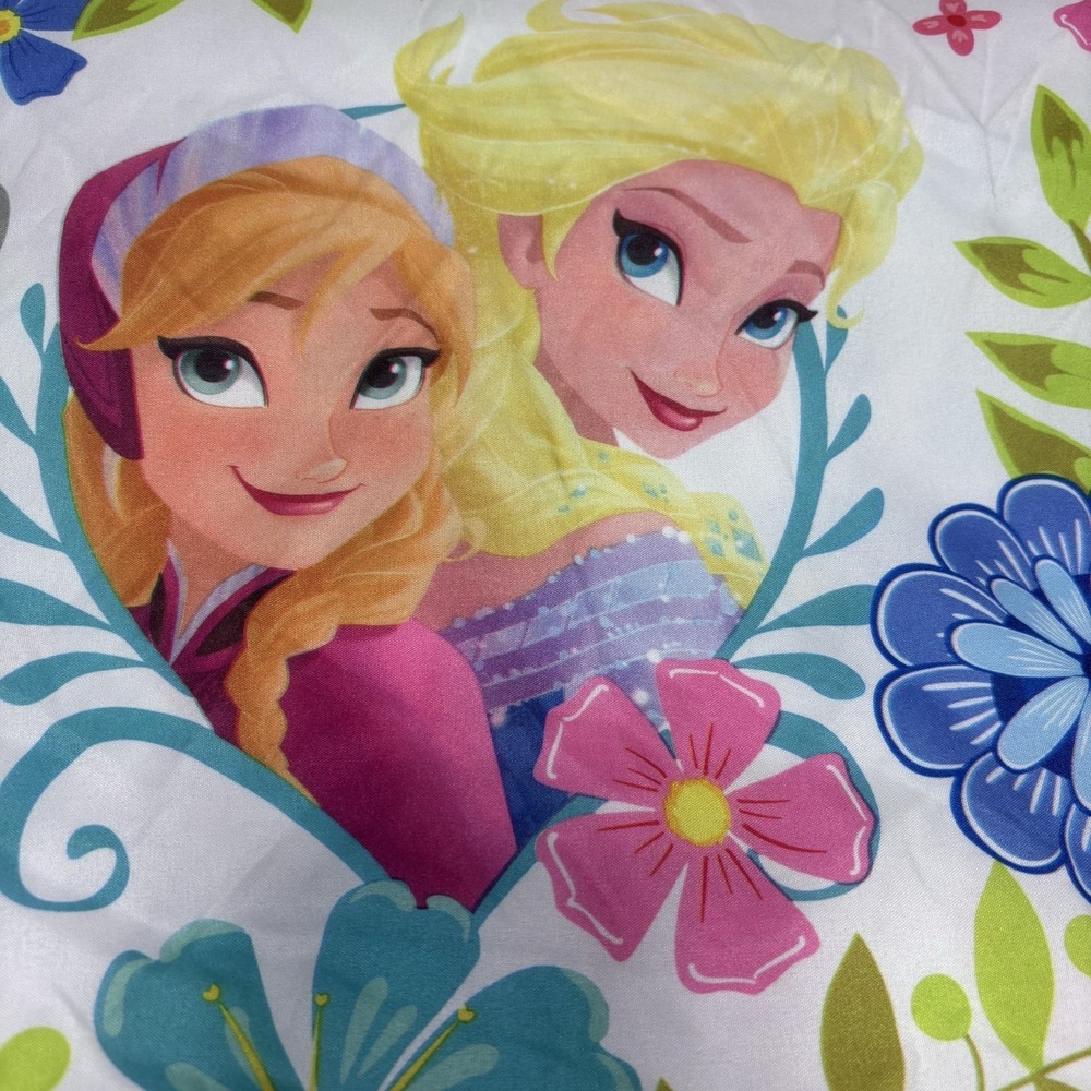 Disney Frozen Flat & Fitted Full Sheets Anna & Elsa Flowers Excellent Condition